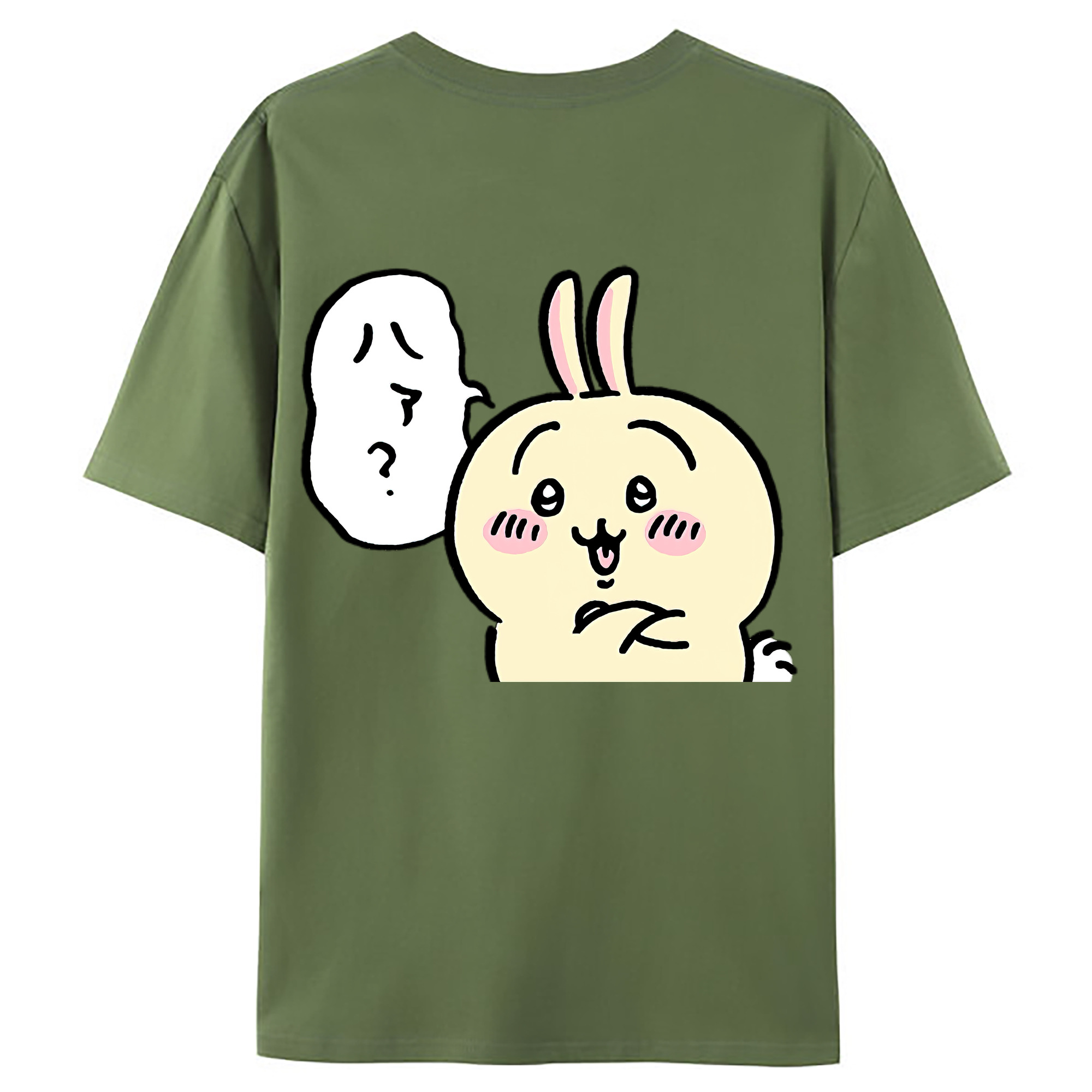 （画像用） ちいかわ うさぎ Chii-kawa usagi 綿100％ メンズ半袖Tシャツ（バックプリント） 通気性